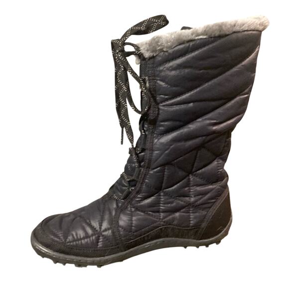 Columbia 200 Grams boots women's  size 7 Black quilted faux fur omni grip - Picture 1 of 9